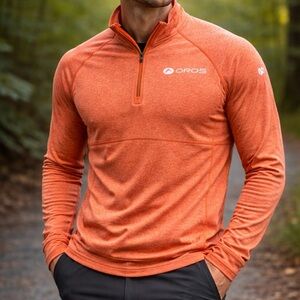 OROS Mens M  1/4 Zip Top Pullover Orange SolarCore Foam Insulated Mock Neck LS